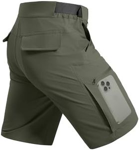 FREE SOLDIER Men's Cargo Hiking Shorts with Belt Lightweight Quick Dry Tactical Shorts with Pockets for Casual Work Golf (Fir Green 34W10L)