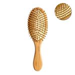 Street27® Natural Bamboo Wood Comb Professional Healthy Paddle Cushion Hair Loss Massage Brush Detangling Hairbrush for Massaging Scalp Hair Care Healthy Anti-static Hair Brush For Women & Men (M)