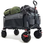 TIMBER RIDGE Festival Trolley on Wheels with Brakes, 200L Foldable Camping Trolley Cart with Adjustable Handle & Cover Bag, 100kg Heavy Duty Beach Cart Wagon for Outdoor Garden Picnic (Grey)