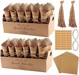 Pack of 60 Confetti Wedding Paper Cones Wedding Kraft Paper Cone with 2 Confetti Cone Holders Vintage Wedding Confetti Cones for Decoration Wedding Birthday Party Candy Chocolate