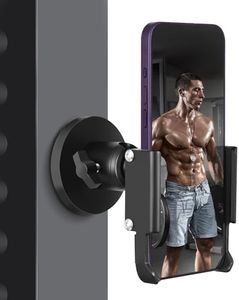 Vinkqiado Gym Magnetic Phone Holder, All Metal Magnet Base Phone Mount for Gym Equipment, Tractor, Refrigerator, Forklift, or Any Ferrous Metal Surface, Compatible with All Smartphones