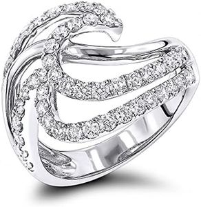 Psiroy 925 Sterling Silver Cubic Zirconia Filled Wave CZ Wedding Band Ring for Women, Cubic Zirconia