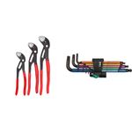 Knipex 002006S1 3-Piece Cobra Pliers Set, 7-Inch, 10-Inch and 12-Inch & WERA 05073593001 950 Spkl/9 Sm N Multicolor L-Key Set, Metric, Blacklaser, 9 Pieces