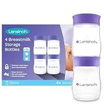 Lansinoh Breastmilk Storage Bottles - 4 x 160 ml - Stackable BPA-Free Leak-Proof Breastfeeding Newborn Essentials Fridge Freezer Reusable Baby Food Storage Containers Weaning Breast Milk Feeding