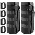 MUCHER 2 Pack Tactical Water Bottle Pouch Molle Bottle Holder Military Bottle Bag Bottle Container Carrier with 4 Hooks for Outdoor Hiking Hunting Camping Training (Black)