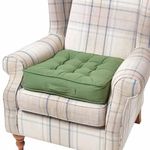 HOMESCAPES Green Armchair Booster Cushion Large Firm 50cm Square Seat Pad with Supportive 10cm Thick Lift Soft Touch Cotton Dark Green Cushion For The Elderly, Post-Operative and Pregnancy