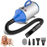 Blanlody Dog Hair Dryer Blaster 3800W/5.2HP Pet Grooming Hair Dryer Low Noise Temperature Heater with 4 Different Nozzles and Pet Grooming Brush