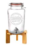 Smith's Mason Jars 5-Litre (169oz) Drink or Water Dispenser with Stainless Steel Spigot(Tap), Removable Mesh Filters and Wooden Stand - Ideal for Lemonade, DIY Drinks, Fresh Fruit and Herbs