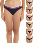 ESTEEZ Womens Underwear - Bikini - Hipster - Hi Cut Panties for Women - Lace Trim - Multi-pack, Hi-cut-6-pk Black, Large