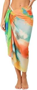 MissShorthair Women Beach Sarong Chiffon Swimsuit Cover Ups, High Slit Vacation Pareos Swimwear Bikini Wrap Bathing Suit