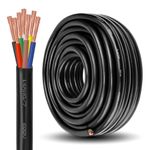 XRDS -RF Premium 14 Gauge 7-Way Conductor Wire - 50 Feet, Weatherproof and Flexible Trailer Cable for RVs, Campers, Trailers, 7-Pin Connector