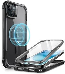 i-Blason Ares Mag for iPhone 15 Case/iPhone 14 Case/iPhone 13 Case [6.1 inch], [MagSafe Compatible] Full-Body Shockproof Rugged Clear Bumper Case with Built-in Screen Protector (Black)