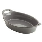 Rachael Ray 47848 1.5-Qt. Oval Baker Stoneware, Ceramic, Gray