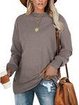 PLMOKEN Plus Size Sweatshirts for Women Casual Long Sleeve Round Neck Shirts Tunic Tops for Leggings,Coffee,4XL