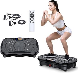 MINYII Vibration Plate Exercise Machine with LED Display 180 Speed Settings,5 Workout Modes, Comes with 2 Resistance Training Bands, Supports Up to 300LBS (Black 300LB)
