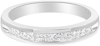 Haus of Brilliance IGI Certified 1/2 Cttw Princess Cut Diamond 18K White Gold Channel Set Half Eternity Style Wedding Band Ring (H-I Color, SI2-I1 Clarity) - Size 6