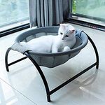 JUNSPOW Cat Bed Dog/Pet Hammock Bed Free-Standing Sleeping Bed Pet Supplies Whole Wash Stable Structure Detachable Excellent Breathability Easy Assembly Indoors Outdoors (Gray, Medium)