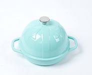 HAWOK Cast Iron Bread Cloche, Dia. 7.8inch/20cm, Sourdough Baking Pan Enameled Green