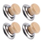 4pcs Glass Lid Knobs, Replacement Knobs for Cookware Glass Lids, Heat Resistant Pot Cover Grips, Wooden Handle Knobs for Kitchen Cabinet Upgrade, DIY Home Improvement Accessories