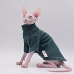 DUOMASUMI Sphynx Cat Clothes Self-Heating Warm Thermal Underwear Hairless Cat Clothes for Sphynx, Devon, Cornish Cat Clothes and Small Kitten and Dogs（Green-L