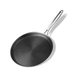 Innerwell Stainless Steel Crepe Pan 28 cm, Nonstick Stainless Steel Honeycomb Coating Pancake Pan, Non Stick Flat Skillet Tawa Dosa Tortilla Griddle Pan, Induction Compatible, PFOA Free