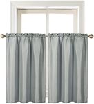 Home Queen Grey Waffle Bathroom Window Curtains, Short Water Repellent Rod Pocket for Small Kitchen Window, 24 W X 45 L Inch Each