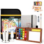 Pagather 24 Colors Mini Watercolor Travel Set, Portable Watercolor Kit with Water Brush, Pocket Size Painting Set for Beginners, Hobbyists & Artists