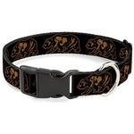 Buckle Down Plastic Clip Collar - California Grizzly Bear Outline Black/Brown - 1" Wide - Fits 15-26" Neck - Large