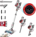 Duronic Cordless Vacuum VC28, 220W Power with Adjustable Suction, HEPA Filter, Cleaning Accessories and Two Rechargeable Lithium Batteries, Lightweight Cleaner for Carpet or Hard Floors