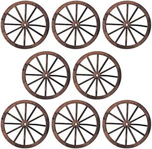 8 Pieces Wooden Wagon Wheel Wall Decor 10 Inches Old Western Wood Wall Art Farmhouse, Rustic Yard Decor Wood Hanging Decorative Wheels for Garden Home Bar Garage