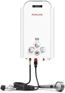 Tankless Water Heater, GASLAND Outdoors BE158 1.58GPM 6L Portable Gas, Propane Water Heater, Overheating Protection, Easy to Install, Use for RV Cabin Barn Camping Boat, White