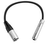 Devinal XLR Male to 1/4" Female calbe, 3 Pin Male to 6.35mm Socket Audio Cord, XLR Plug to TS/TRS Quarter inch Adapter Connector Converter Metal Construction 1 feet (30 cm)