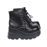 HAOLEI Women Chunky Boots Platform Thick Bottom Boots Lace-Ups Goth Punk Ankle Boots Ladies Wedge Shoes Size UK 5.5-9.5