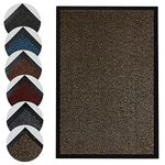 Homatz Door Mat Indoor Outdoor - Heavy Duty Rubber, Floor and Kitchen Mats - Non Slip, Washable and Dirt Trapper Doormats Super Absorbent Multicolor Barrier Mat 60x90cm, Brown