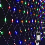 LYHOPE 12ft x 5ft 360 LED Christmas Net Lights, 8 Modes Low Voltage Mesh Fairy Christmas Lights for Xmas Trees, Bushes, Wedding, Garden, Outdoor, Indoor Decor (Multi-Color)