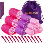 Hair Rollers Set 32 PCS, PandyCare Velcro Hair Rollers For Long & Short Hair - No Heat, Hair-friendly, Natural Effect, Includes 18 Rollers (1.73+1.41+0.98 inch), 12 Clips,1 Rat Tail Comb 1 Storage Bag