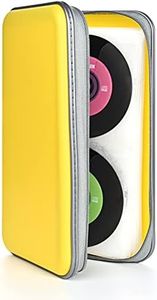 UENTIP CD Case,96 Capacity DVD Case Holder Portable CD Organizer Wallet Protective DVD Storage for Kids Home Car Travel(Yellow, 96)