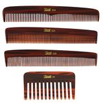 Roots Wide Teeth & Fine Teeth Combs combo with pouch - Pack of 4