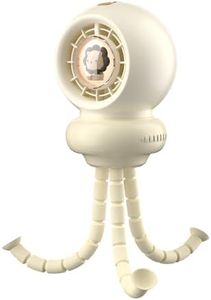 IEOTT Portable Stroller Fan, Whisper-Quiet, Auto-Oscillation, Warm-Tone Night Light, 3600mAh Rechargeable Battery, Dense Safety Grill, Designed for Crib, Car Seat, Travel and Camping (Beige)