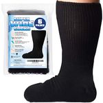 IMPRESA [6 Pairs of Extra Width Socks for Lymphedema - Bariatric Sock - Oversized Sock Stretches up to 30'' Over Calf for Swollen Feet And Mens and Womens Legs - One Size Unisex, Black, 3X-Large