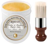 ROADNEX 8oz Leather Repair Salve & Brush Set, Leather Cleaner and Conditioner for Furniture, Couch, Car Seats - Scratch Repair, Restore Color, UV Protection, for Leather, Vinyl & Wood