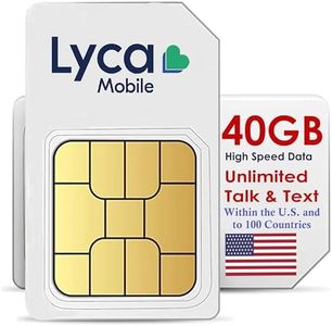 Lycamobile U.S.A. SIM Unlimited Talk, Text & Data From the U.S. to 75+ Countries 40GB High-Speed 4G LTE/5G Data Hotspot Capable 90 Days Service Included