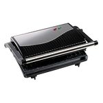 Daewoo SDA1574GE Cool Touch Mini Panini Press, Opens 90° & 180° with Non-Stick Plates for Easy Clean, Skid Resistant Feet On & Ready Light Indicators-750W Power, 220-240v 50hz Type G UK Plug, Silver