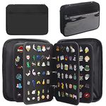 PACMAXI Enamel Pin Display Pages Pin Carrying Case, Pins Collection Storage Organizer Case, Travel Brooch Pin Display Bag (Pins Not Included), Black with 4 page loose leaf, Modern