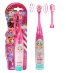 FunBlast Cartoon Electric Toothbrushes For Girls,Vibrating Motion Toothbrushes With Replacement Brush Head,Soft Electric Battery Powered Toothbrushes For 3+ Years Kids (Battery Included,Pink),1 count