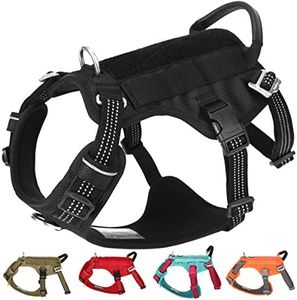 MOKCCI Harnais anti-fugue pour chien. Harnais réfléchissant réglable avec poignée et attaches pour laisse pour entraînement en plein air