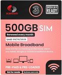 Three 500GB 5G Data SIM - 500GB Preloaded Every Month from now until 8th October 2025 - Perfect For Wifi Routers, Tablets & Phones - Business Grade Data (Expiry 8th October 2025)