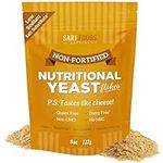 Non Fortified Nutritional Yeast Flakes, Whole Foods Based Protein Powder, Vegan, Gluten Free, Vitamins B, Beta-glucans, and All 18 Amino Acids (8 oz.)