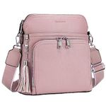 Roulens Crossbody Purse for Women,Lightweight Medium Crossbody Bag Soft Leather Women's Shoulder Handbags with Tassel, Pink