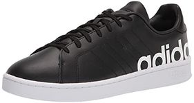 adidas Men's Grand Court Racquetball Shoe, Black/Black/White, 10